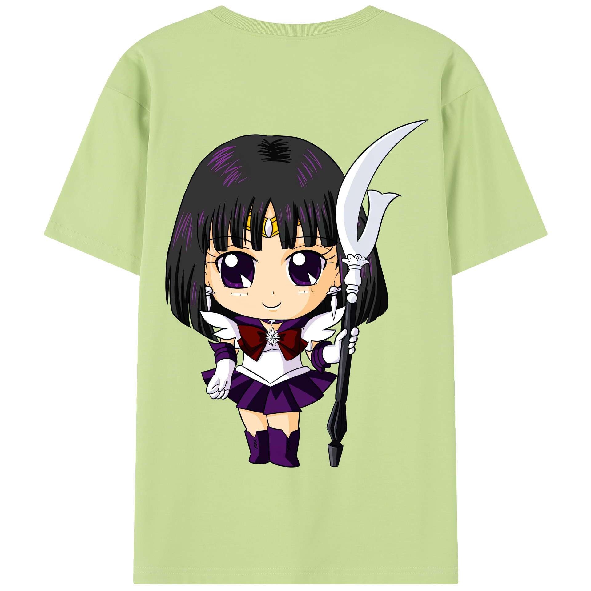 （画像用） 美少女戦士セーラームーン 土萠ほたる Sailor Moon Tomoe Hotaru （セーラーサターン；Sailor Saturn） 綿100％半袖Tシャツ（背面プリント）